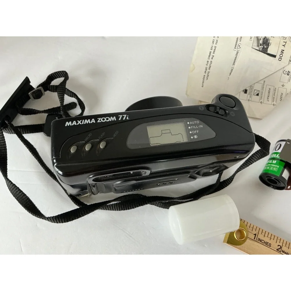 Samsung Vintage 35mm Film Camera Maxima Zoom 77i‎ Macro Lens Black As Is